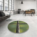 Round Patterned Army Green Novelty Rug in a Office, pat892