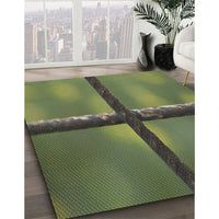 Patterned Army Green Novelty Rug, pat892