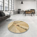 Round Patterned Bronze Brown Rug in a Office, pat893brn