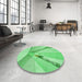 Round Patterned Jade Green Rug in a Office, pat893grn