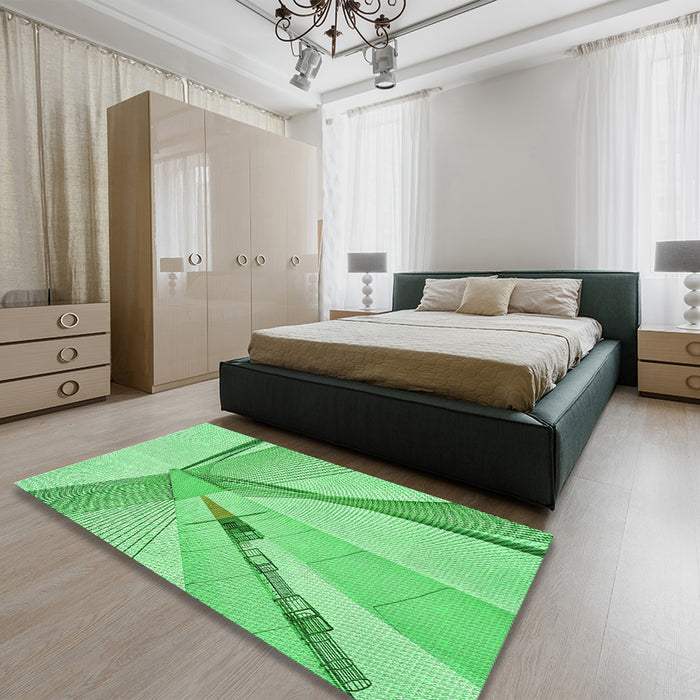 Patterned Jade Green Rug in a Bedroom, pat893grn