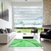 Square Patterned Jade Green Rug in a Living Room, pat893grn