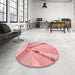 Round Patterned Baby Pink Rug in a Office, pat893rd