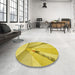 Round Patterned Yellow Rug in a Office, pat893yw