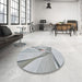 Round Machine Washable Transitional Platinum Gray Rug in a Office, wshpat893