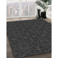 Patterned Charcoal Black Rug, pat894gry