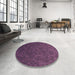 Round Patterned Plum Purple Rug in a Office, pat895pur