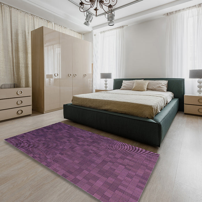 Patterned Plum Purple Rug in a Bedroom, pat895pur