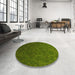 Round Patterned Dark Forest Green Rug in a Office, pat895yw