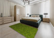 Patterned Dark Forest Green Rug in a Bedroom, pat895yw