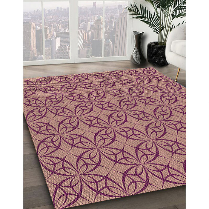 Patterned Pink Rug in Family Room, pat896brn