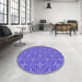Round Machine Washable Transitional Purple Mimosa Purple Rug in a Office, wshpat896
