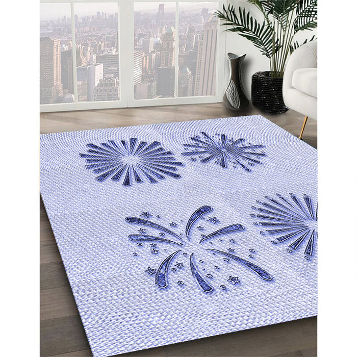 Patterned Lavender Blue Rug in Family Room, pat897blu