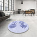 Round Patterned Lavender Blue Rug in a Office, pat897blu