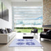 Square Patterned Lavender Blue Rug in a Living Room, pat897blu