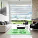 Square Patterned Light Green Rug in a Living Room, pat897grn