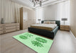 Round Machine Washable Transitional Light Green Rug in a Office, wshpat897grn