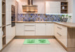 Patterned Light Green Rug in a Kitchen, pat897grn