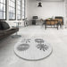 Round Patterned Platinum Gray Rug in a Office, pat897gry