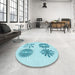 Round Patterned Electric Blue Rug in a Office, pat897lblu