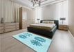 Patterned Electric Blue Rug in a Bedroom, pat897lblu