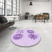 Round Patterned Purple Rug in a Office, pat897pur