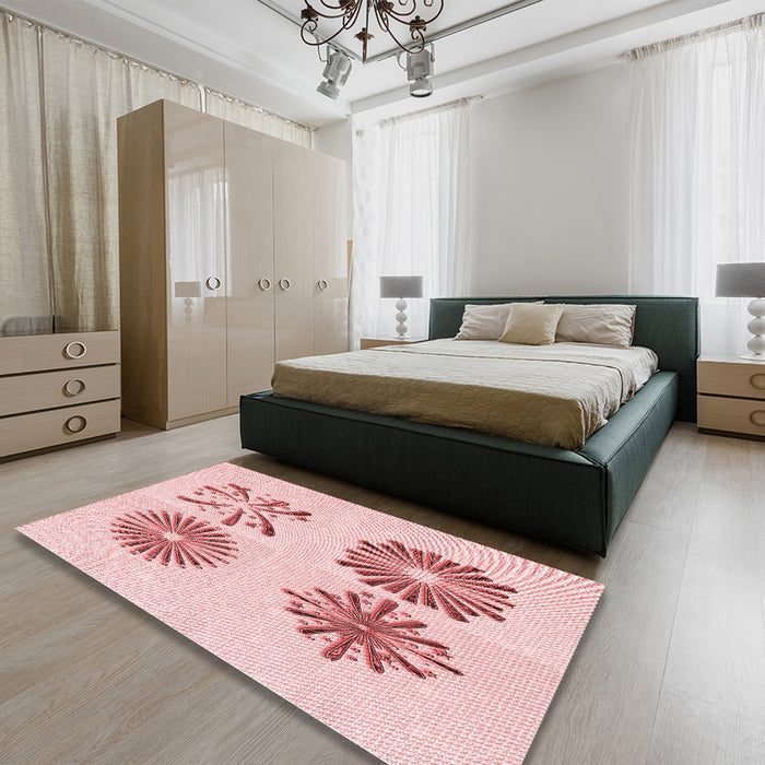 Patterned Light Rose Pink Rug in a Bedroom, pat897rd