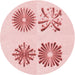 Square Patterned Light Rose Pink Rug, pat897rd