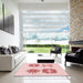 Square Patterned Light Rose Pink Rug in a Living Room, pat897rd