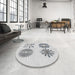 Round Patterned Off-White Novelty Rug in a Office, pat897