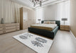 Patterned Off-White Novelty Rug in a Bedroom, pat897