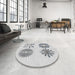 Round Machine Washable Transitional White Smoke Rug in a Office, wshpat897