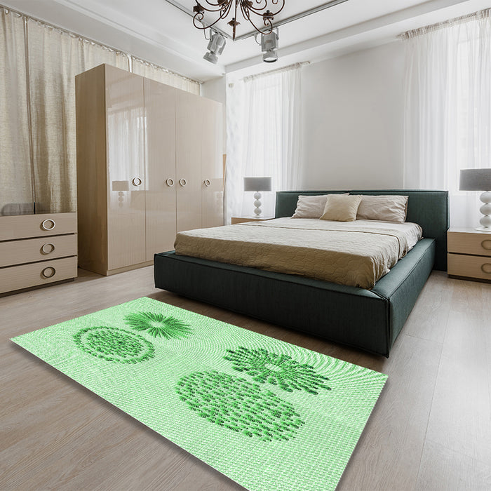 Patterned Light Green Rug in a Bedroom, pat898grn