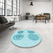 Round Patterned Electric Blue Rug in a Office, pat898lblu