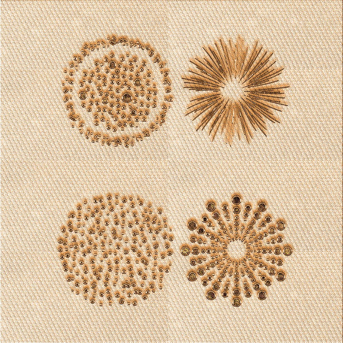 Round Patterned Navajo White Gold Rug, pat898org