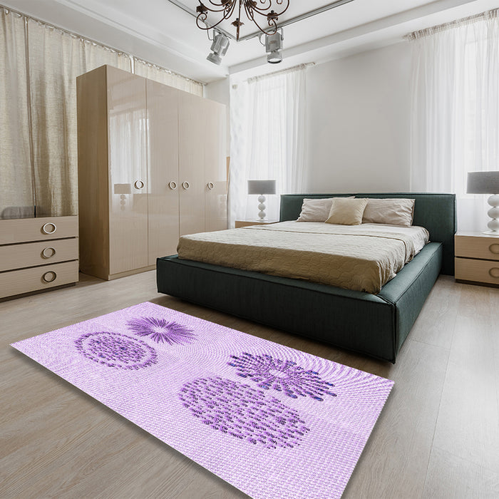 Patterned Purple Rug in a Bedroom, pat898pur