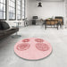 Round Patterned Light Rose Pink Rug in a Office, pat898rd