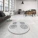 Round Patterned Off-White Novelty Rug in a Office, pat898