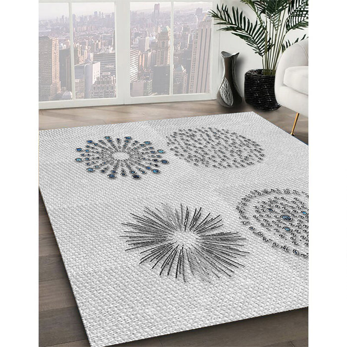 Patterned Off-White Novelty Rug in Family Room, pat898