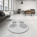 Round Machine Washable Transitional White Smoke Rug in a Office, wshpat898