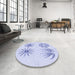 Round Patterned Lavender Blue Rug in a Office, pat899blu