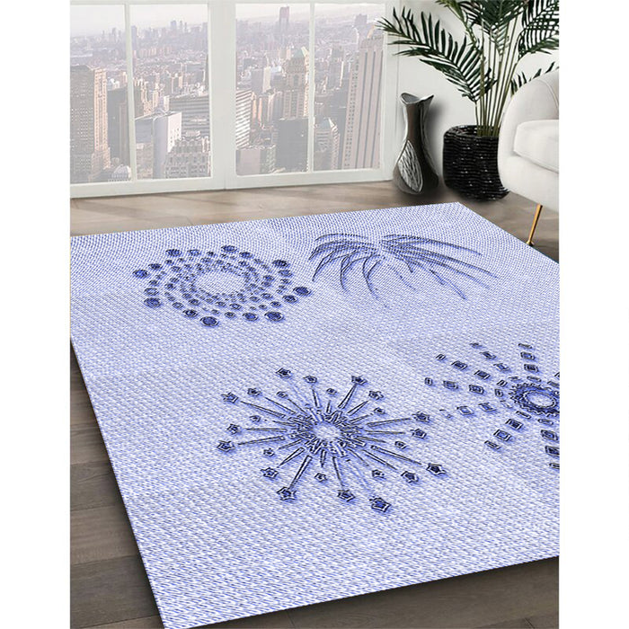 Patterned Lavender Blue Rug in Family Room, pat899blu