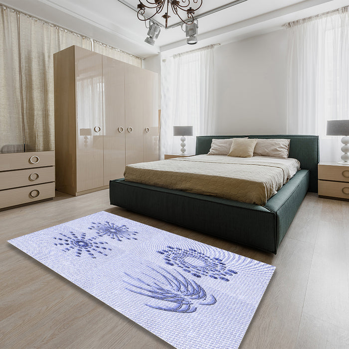 Patterned Lavender Blue Rug in a Bedroom, pat899blu