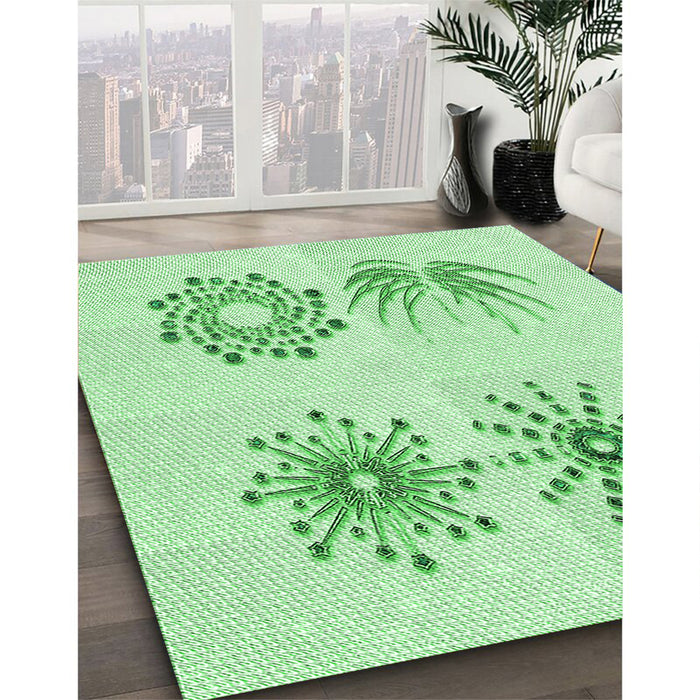 Patterned Light Green Rug in Family Room, pat899grn