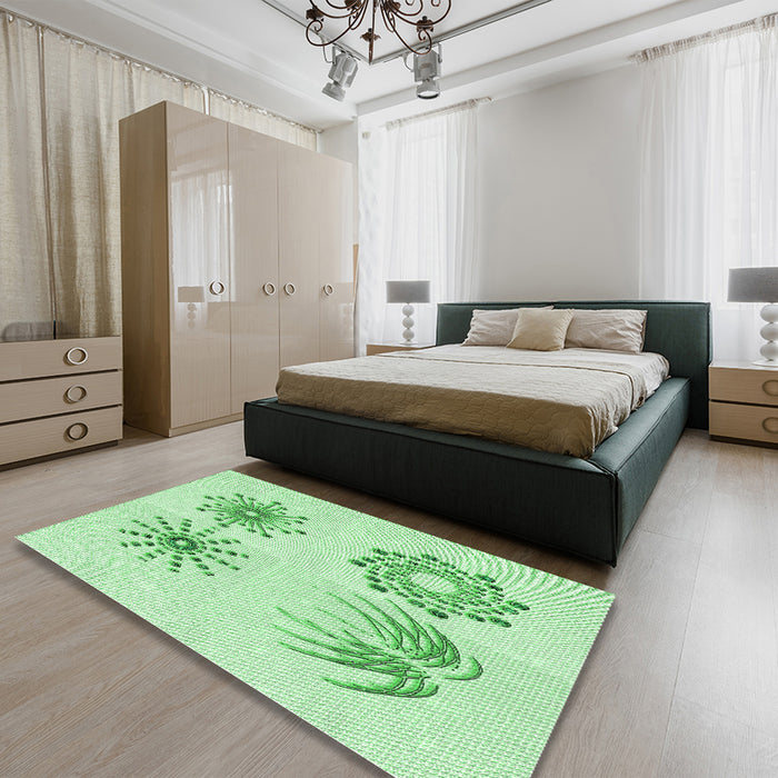 Patterned Light Green Rug in a Bedroom, pat899grn