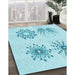 Machine Washable Transitional Electric Blue Rug in a Family Room, wshpat899lblu