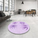 Round Patterned Purple Rug in a Office, pat899pur