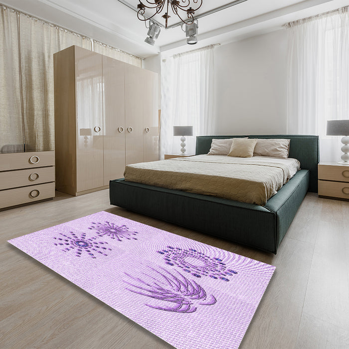 Patterned Purple Rug in a Bedroom, pat899pur