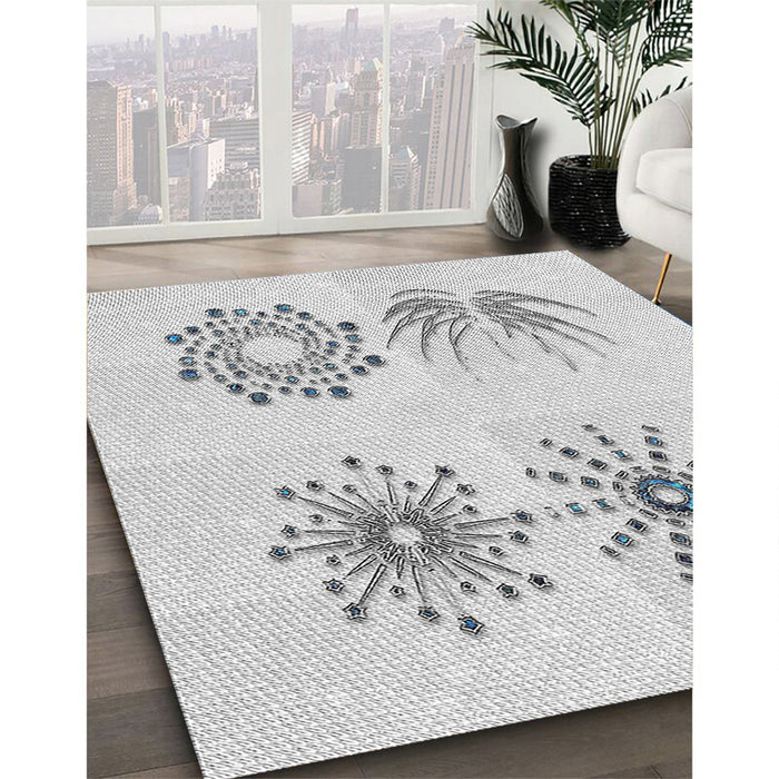 Patterned Off-White Novelty Rug in Family Room, pat899