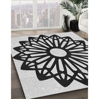 Patterned Charcoal Black Novelty Rug, pat8